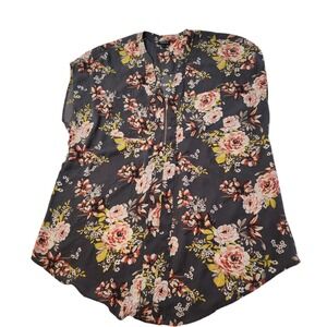 Torrid Sz 0 Large Sleeveless Floral V-Neck Blouse‎ Top Lightweight Front Pockets